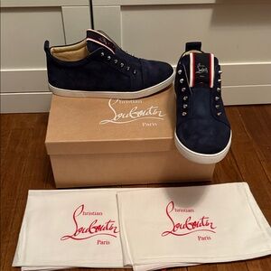 Christian Louboutin Men's Blue Studded Sneakers size 44